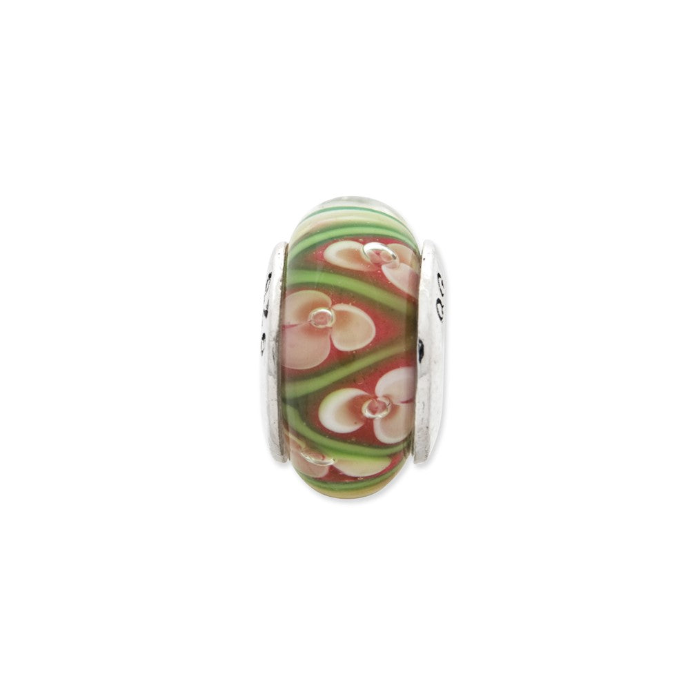 Sterling Silver Reflections Yellow Floral Hand-Blown Glass Bead
