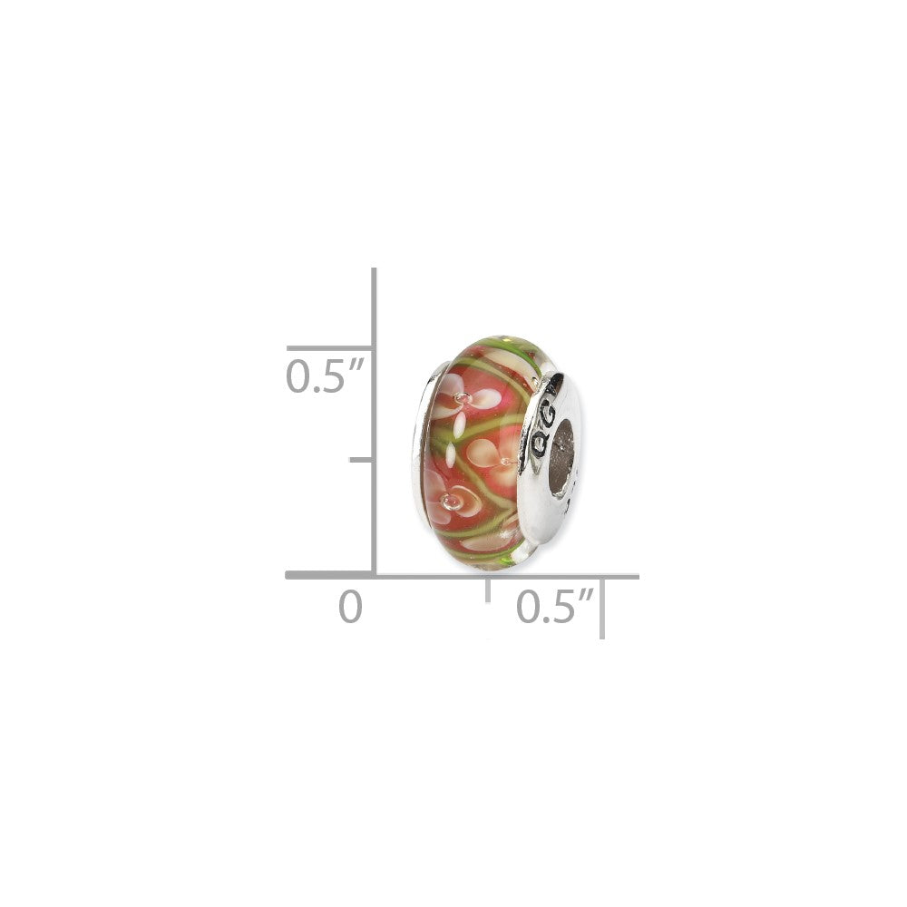 Sterling Silver Reflections Yellow Floral Hand-Blown Glass Bead