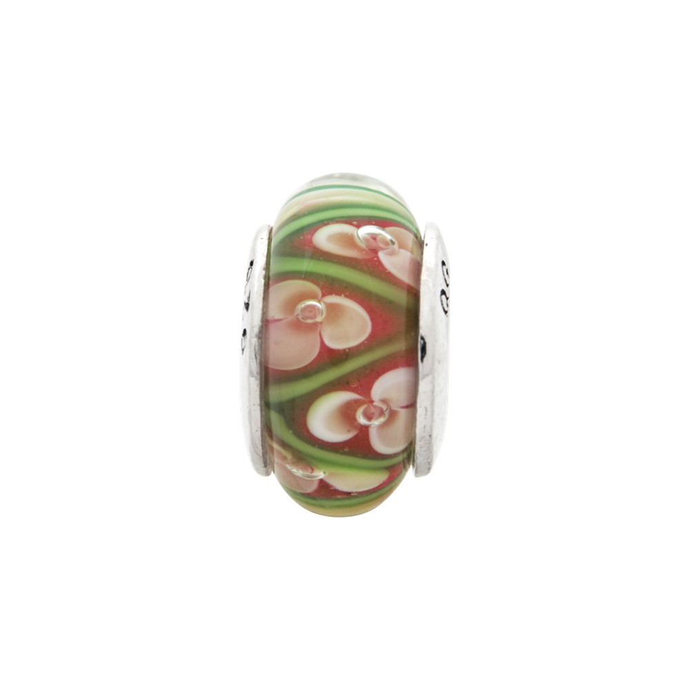 Sterling Silver Reflections Yellow Floral Hand-Blown Glass Bead