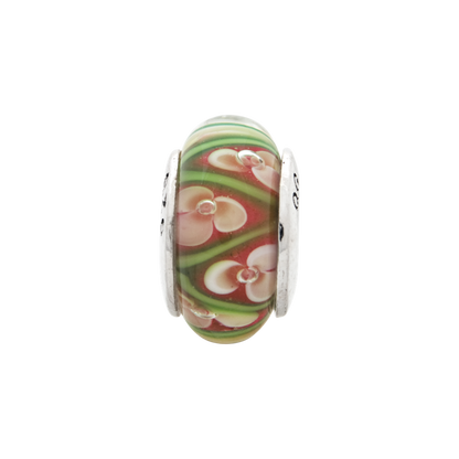 Sterling Silver Reflections Yellow Floral Hand-Blown Glass Bead
