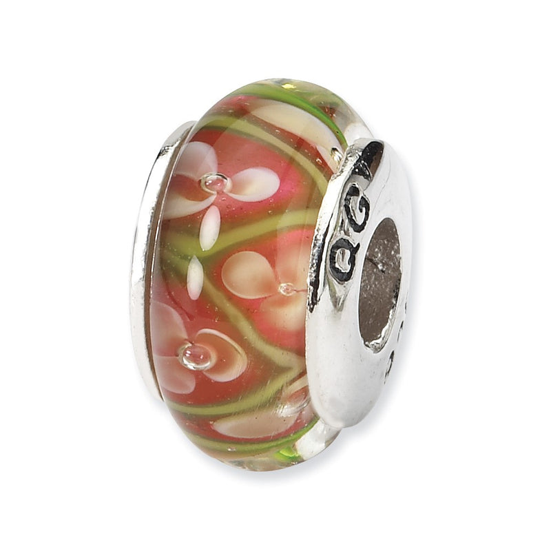 Sterling Silver Reflections Yellow Floral Hand-Blown Glass Bead