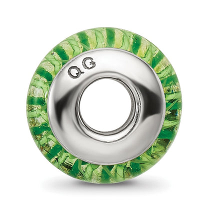 Sterling Silver Reflections Green Hand-Blown Glass Bead