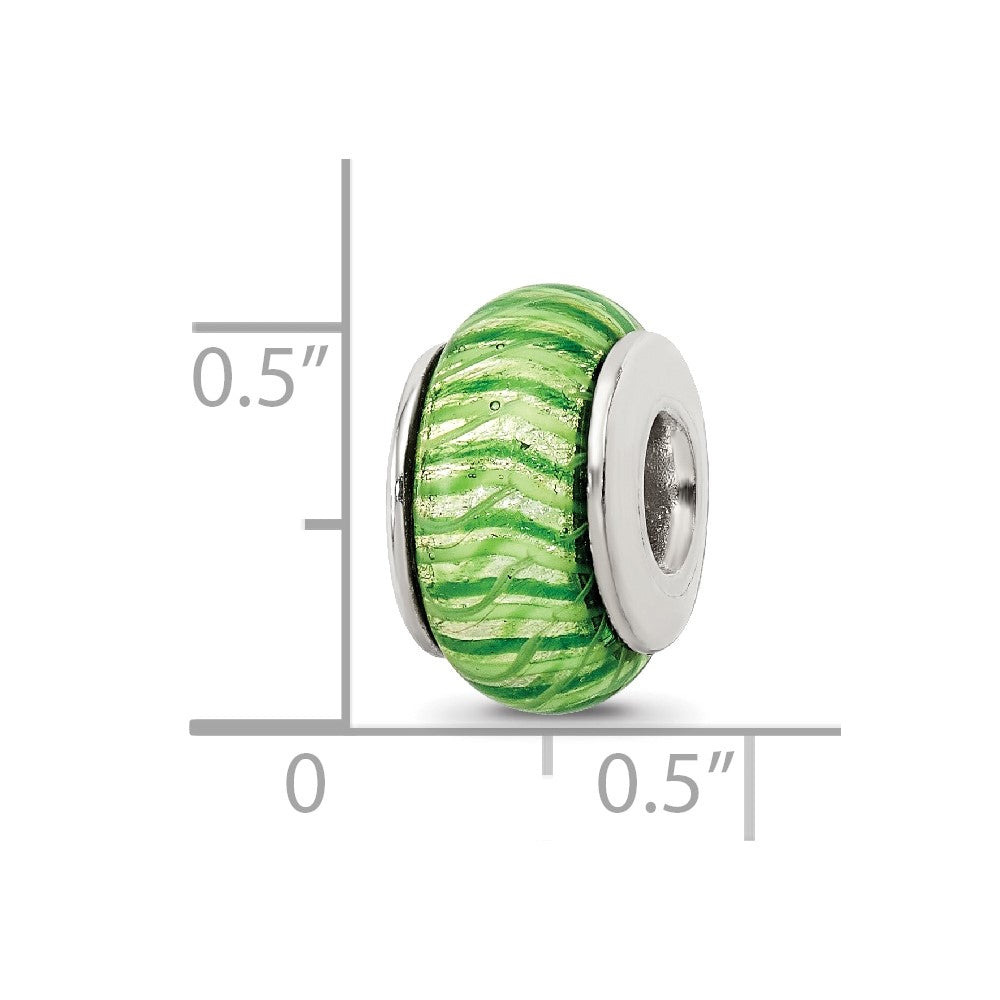 Sterling Silver Reflections Green Hand-Blown Glass Bead