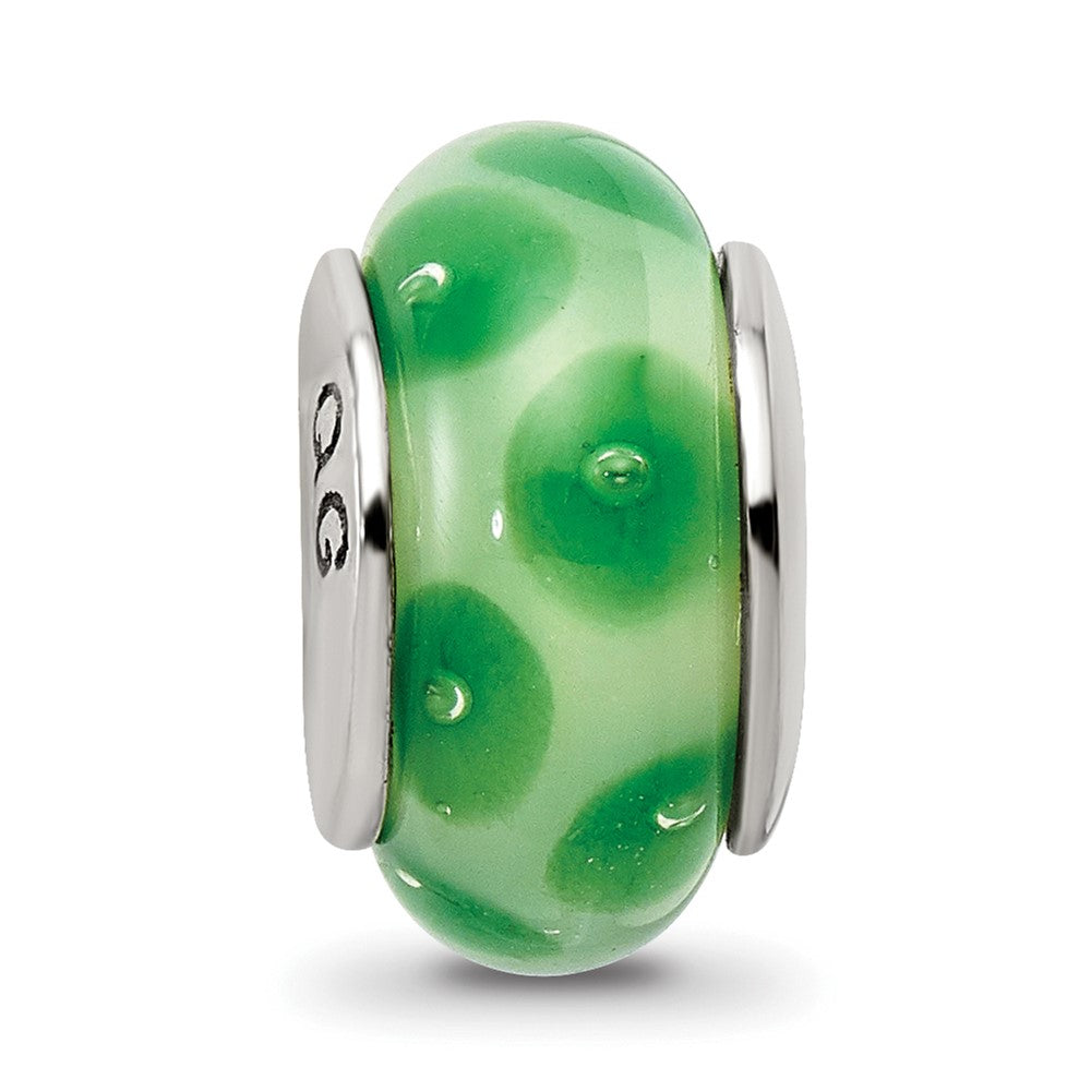 Sterling Silver Reflections Green Hand-Blown Glass Bead