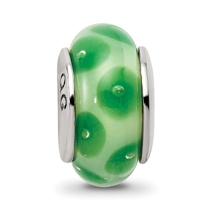 Sterling Silver Reflections Green Hand-Blown Glass Bead