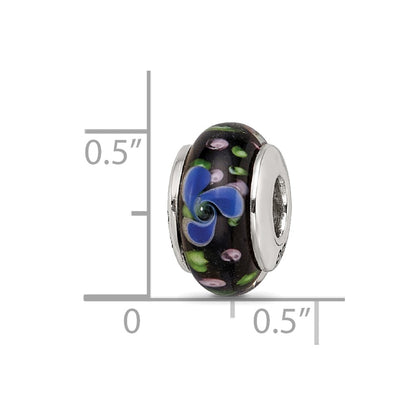 Sterling Silver Reflections Blue Hand-Blown Glass Bead