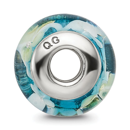 Sterling Silver Reflections Blue/Yellow Hand-Blown Glass Bead