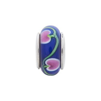 Sterling Silver Reflections Blue/Pink Hand-Blown Glass Bead