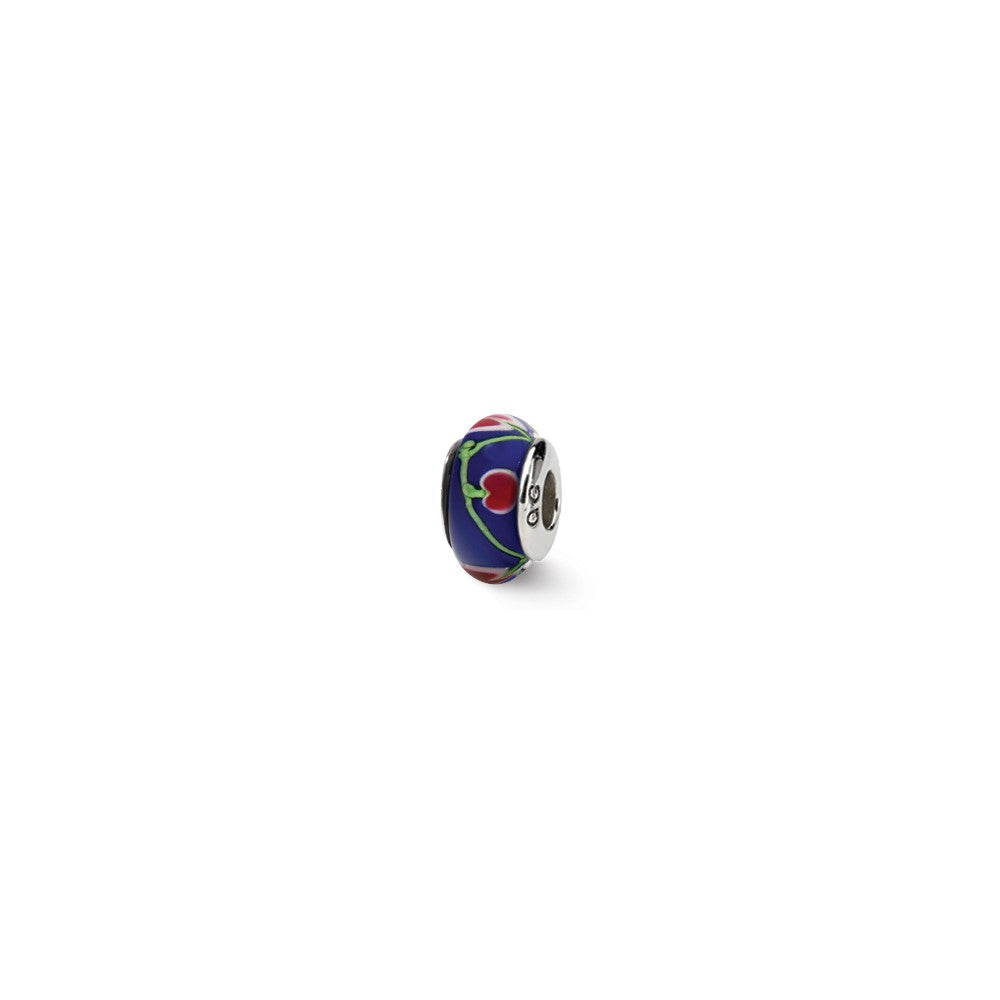 Sterling Silver Reflections Blue/Pink Hand-Blown Glass Bead