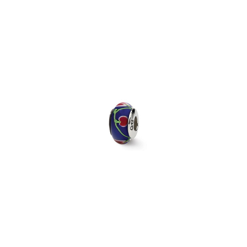 Sterling Silver Reflections Blue/Pink Hand-Blown Glass Bead