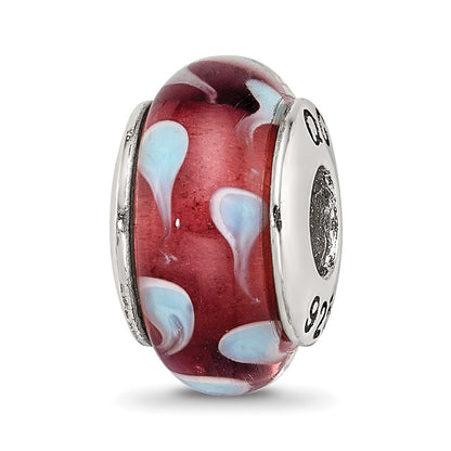 Sterling Silver Reflections Blue Hand-Blown Glass Bead