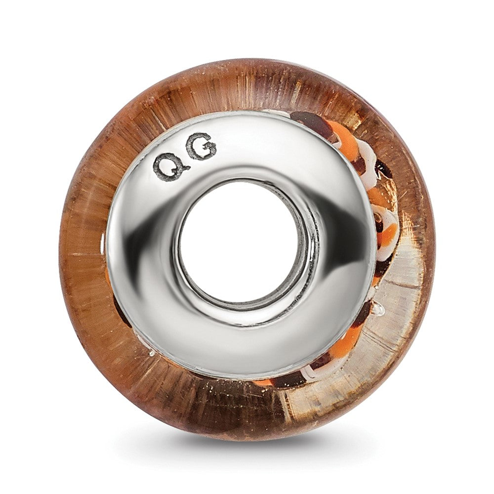 Sterling Silver Reflections Brown Hand-Blown Glass Bead