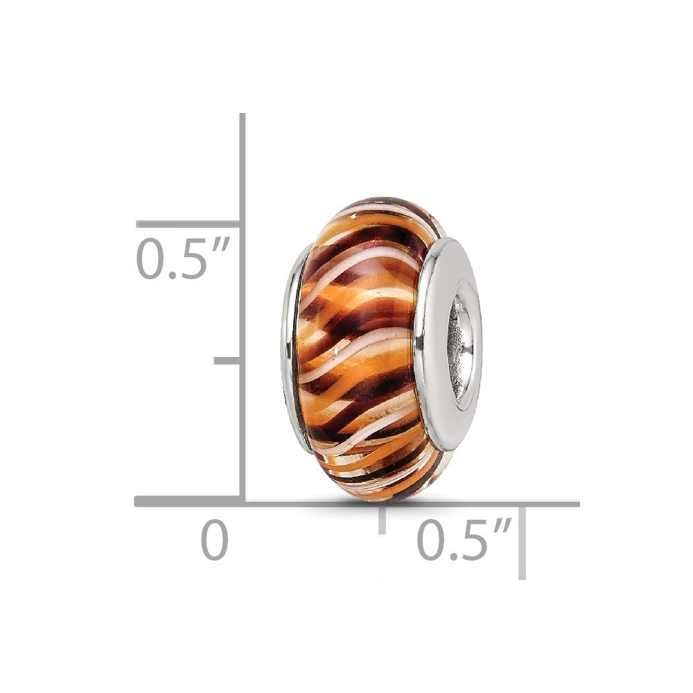 Sterling Silver Reflections Brown Hand-Blown Glass Bead
