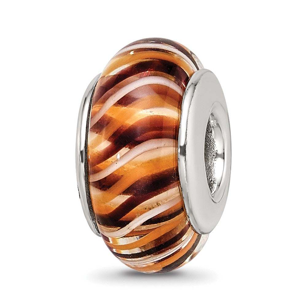Sterling Silver Reflections Brown Hand-Blown Glass Bead