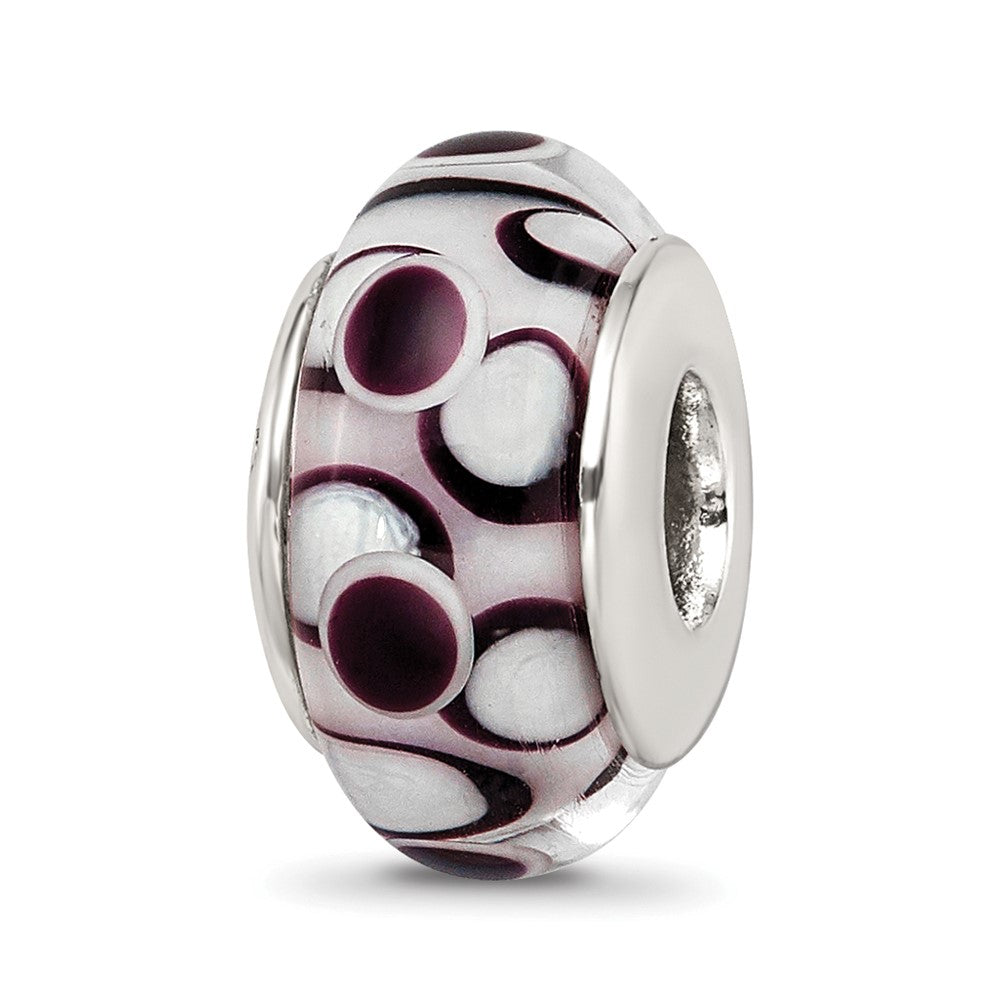 Sterling Silver Reflections Black Hand-Blown Glass Bead