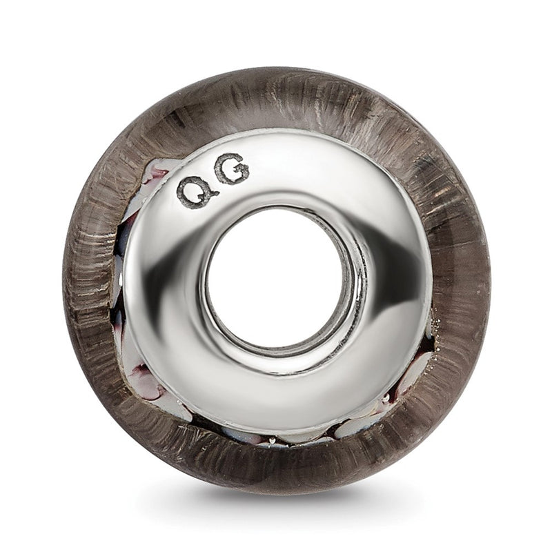 Sterling Silver Reflections Black/White Hand-Blown Glass Bead