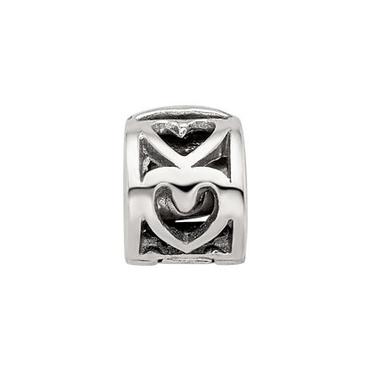 Sterling Silver Kids Collection Reflections Heart Pattern Clip Bead