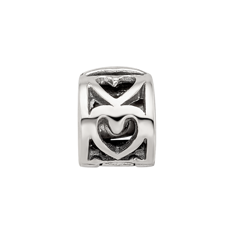 Sterling Silver Kids Collection Reflections Heart Pattern Clip Bead