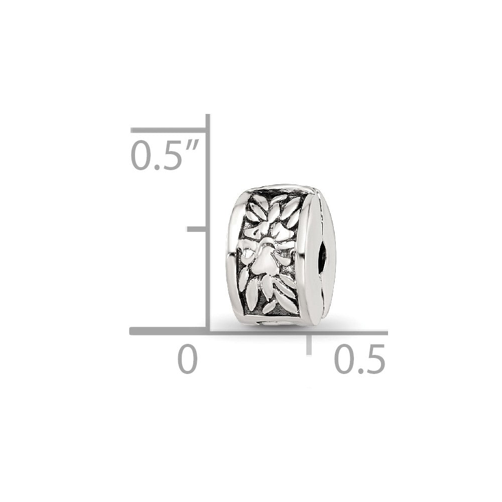 Sterling Silver Kids Collection Reflections Floral Pattern Clip Bead