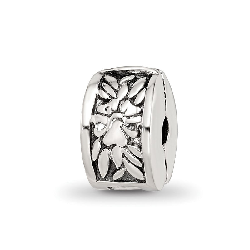 Sterling Silver Kids Collection Reflections Floral Pattern Clip Bead