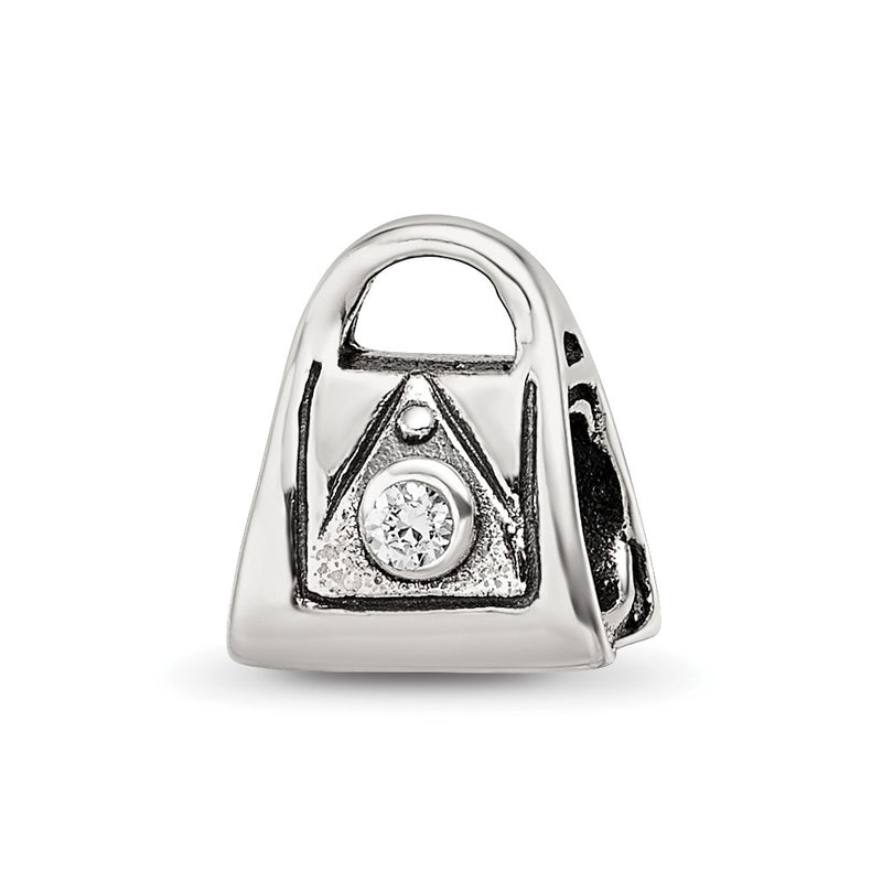 Sterling Silver Reflections Kids Cz Handbag Bead