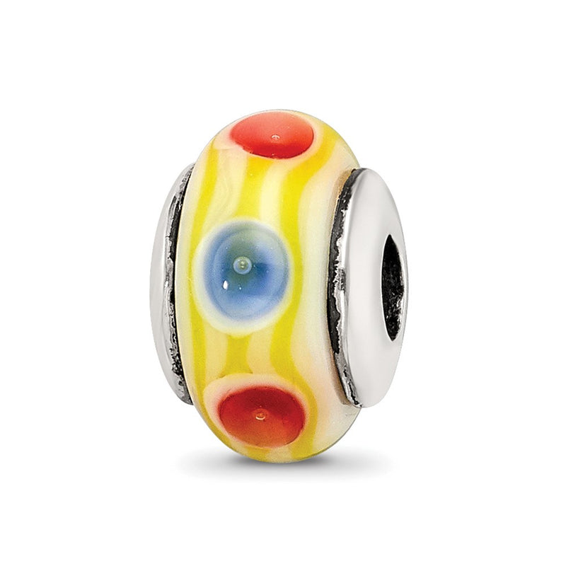 Sterling Silver Reflections Kids Yellow Hand-Blown Glass Bead
