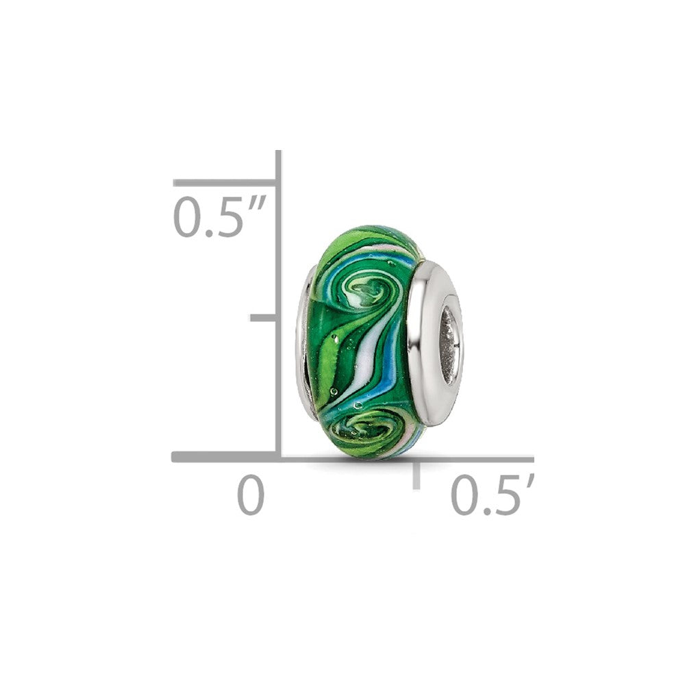 Sterling Silver Reflections Kids Green Hand-Blown Glass Bead