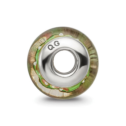 Sterling Silver Reflections Kids Green Blue Hand-Blown Glass Bead