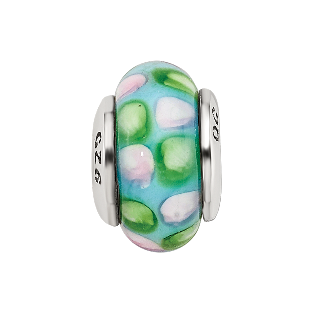 Sterling Silver Reflections Kids Blue Hand-Blown Glass Bead
