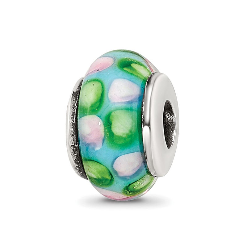 Sterling Silver Reflections Kids Blue Hand-Blown Glass Bead