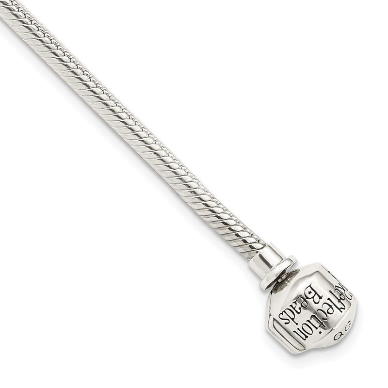 9 Inch Sterling Silver Reflections Hinged Clasp Bead Bracelet