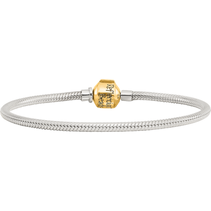 7.5 Inch Ss & 14K Reflections Clasp Bead Bracelet