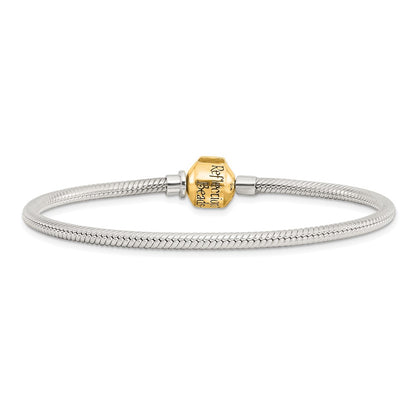 7 Inch Ss & 14K Reflections Clasp Bead Bracelet