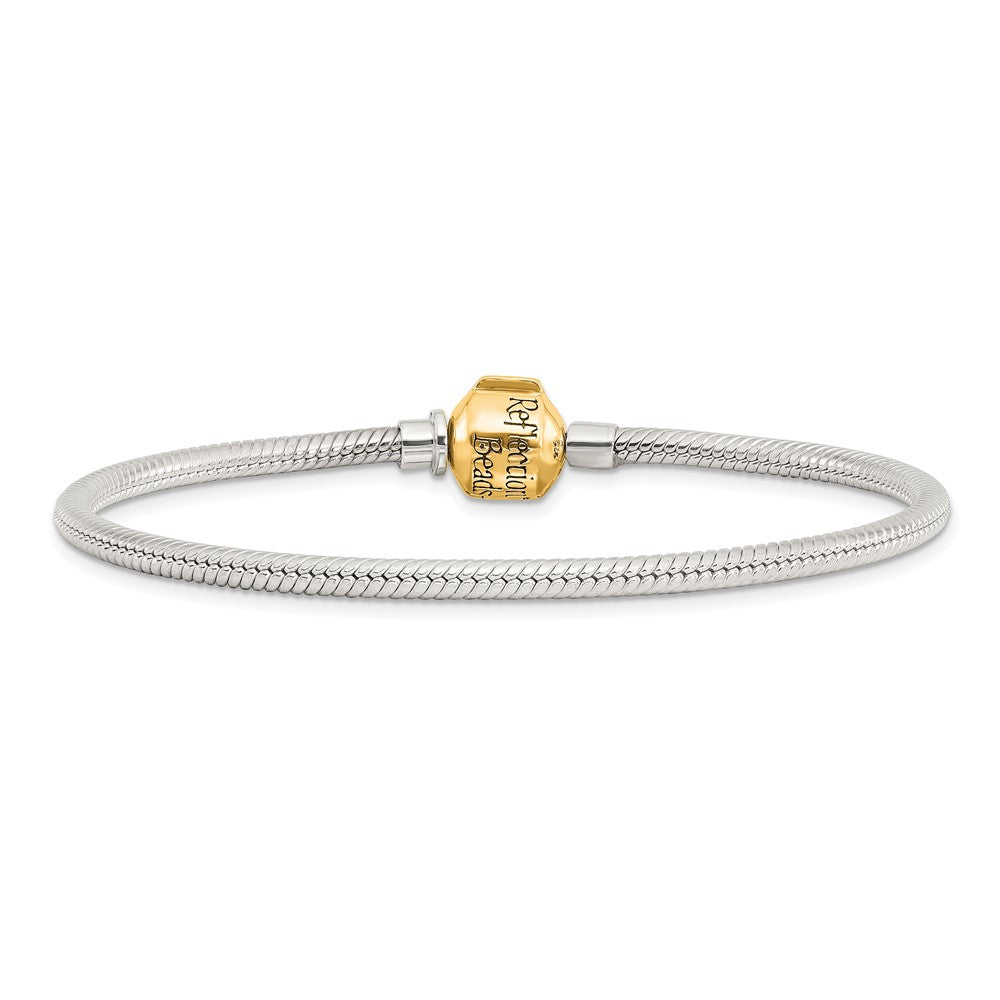 7.75 Inch Ss & 14K Reflections Clasp Bead Bracelet