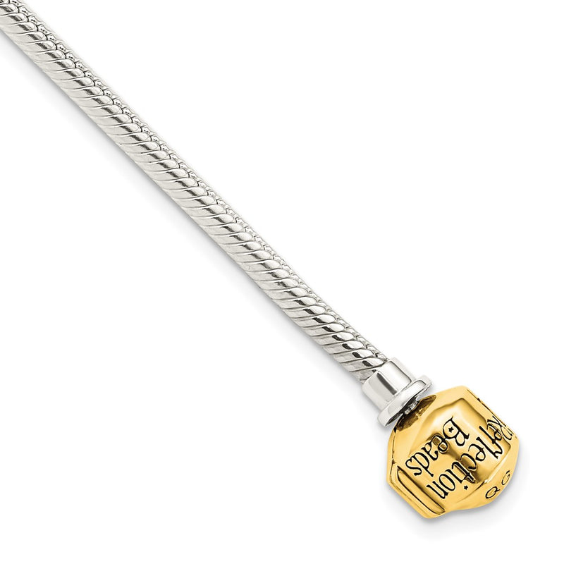 7.75 Inch Ss & 14K Reflections Clasp Bead Bracelet