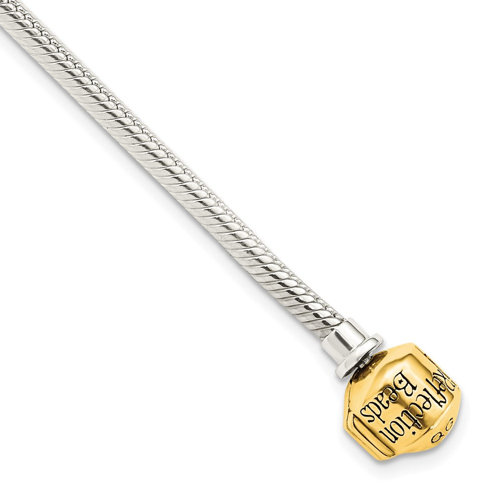 7 Inch Ss & 14K Reflections Clasp Bead Bracelet