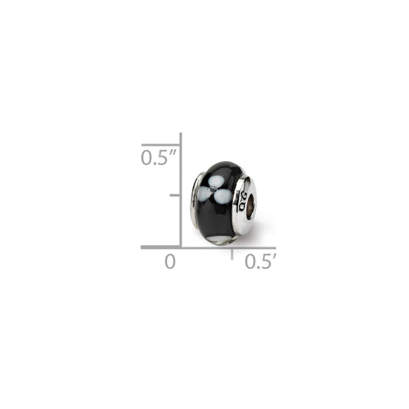 Sterling Silver Reflections Kids Black Hand-Blown Glass Bead