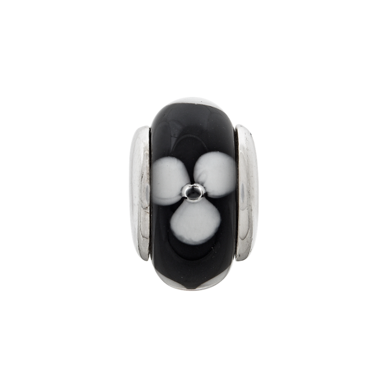 Sterling Silver Reflections Kids Black Hand-Blown Glass Bead