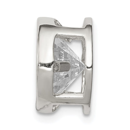 Sterling Silver Round Cz Chain Slide