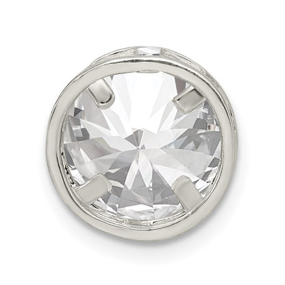 Sterling Silver Round Cz Chain Slide