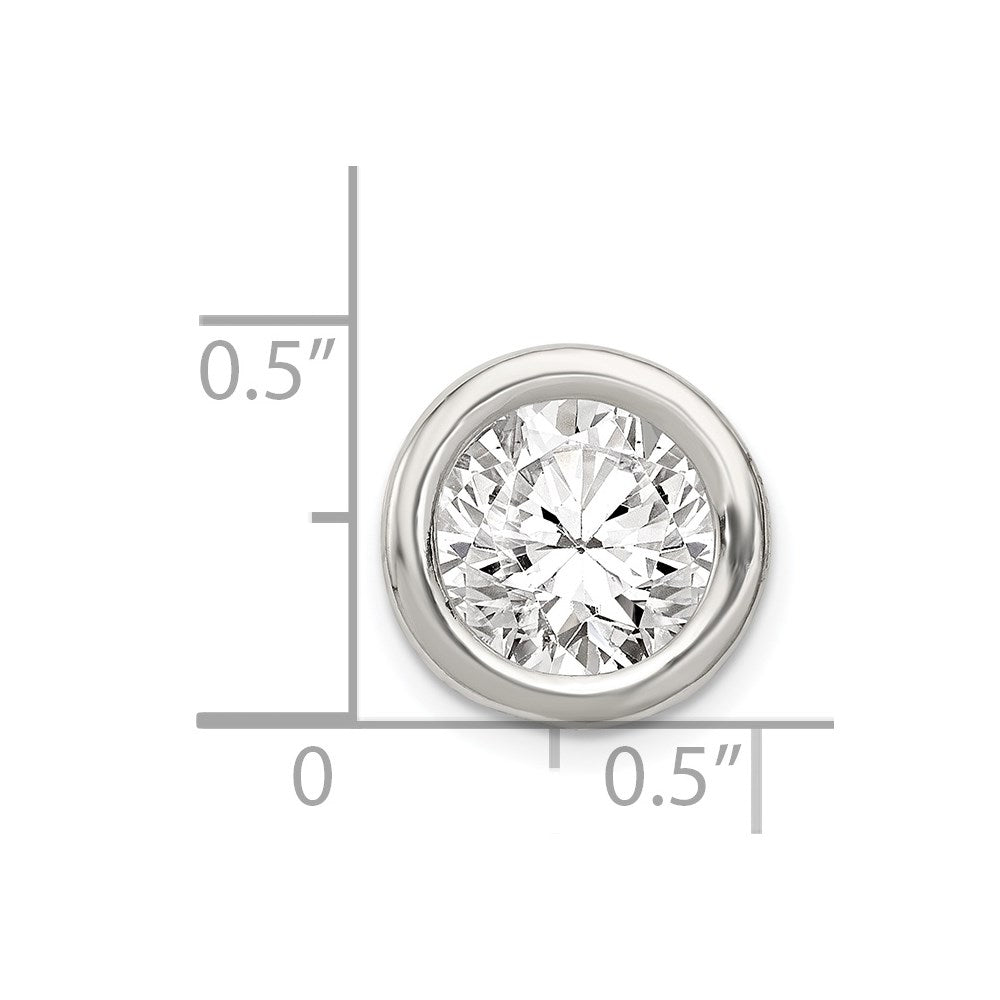 Sterling Silver Round Cz Chain Slide