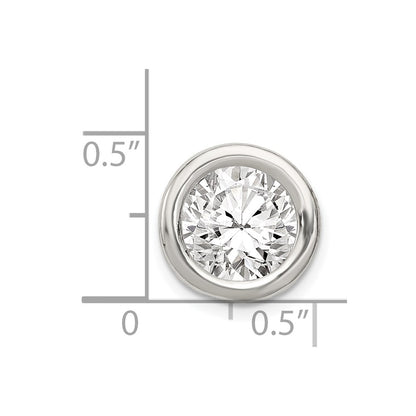 Sterling Silver Round Cz Chain Slide
