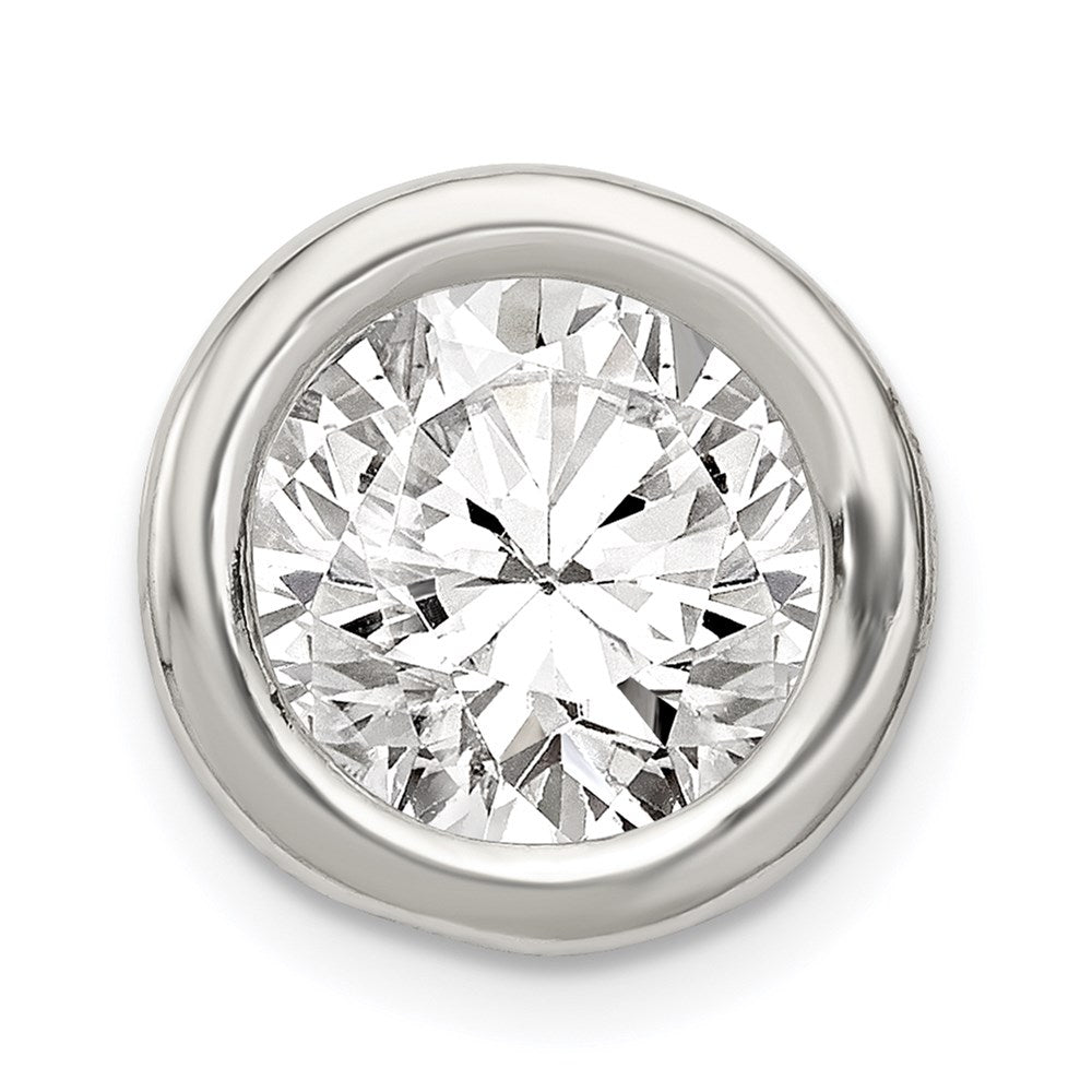 Sterling Silver Round Cz Chain Slide