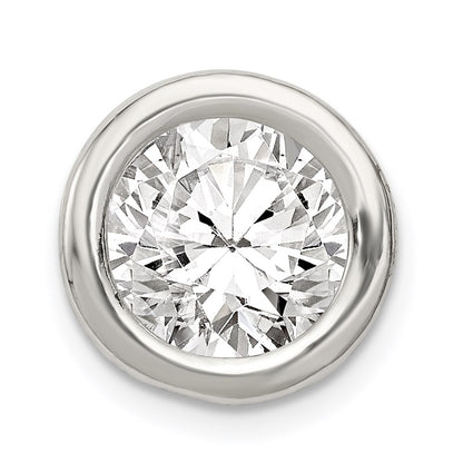 Sterling Silver Round Cz Chain Slide