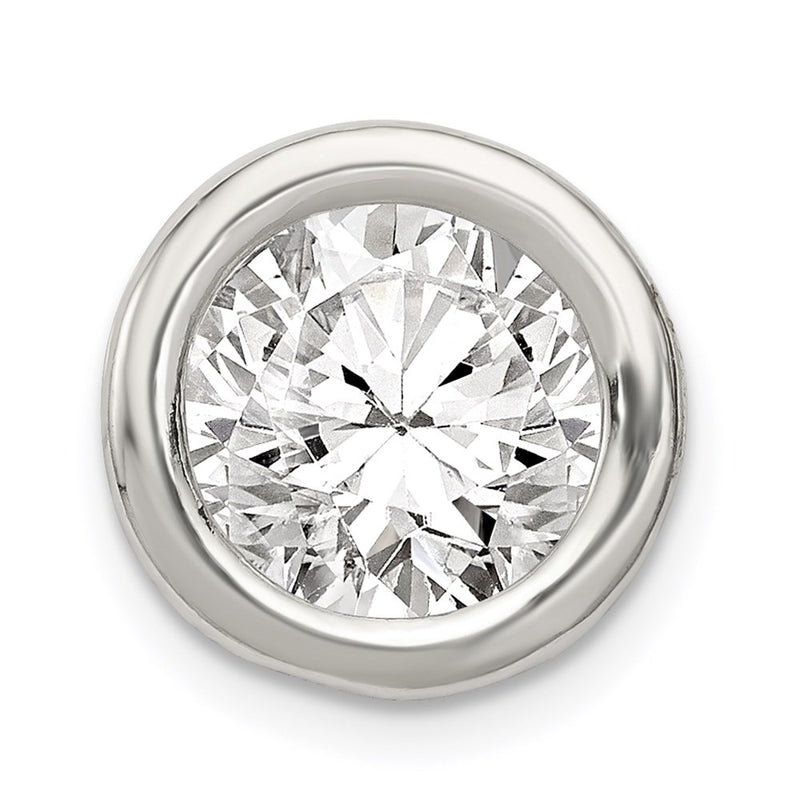 Sterling Silver Round Cz Chain Slide