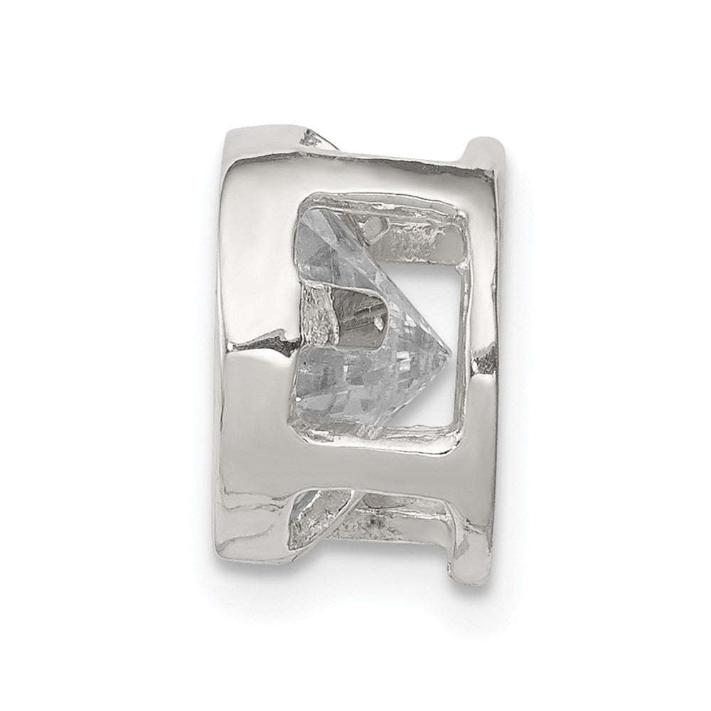 Sterling Silver Round Cz Chain Slide