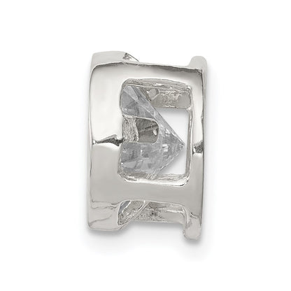 Sterling Silver Round Cz Chain Slide