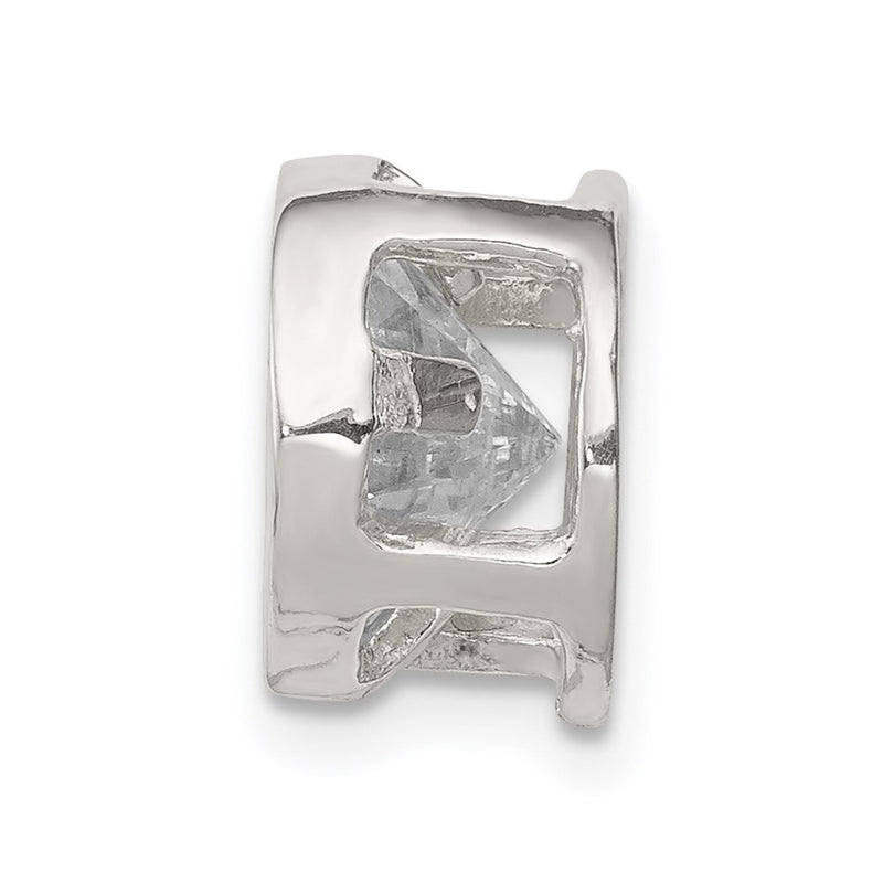 Sterling Silver Round Cz Chain Slide
