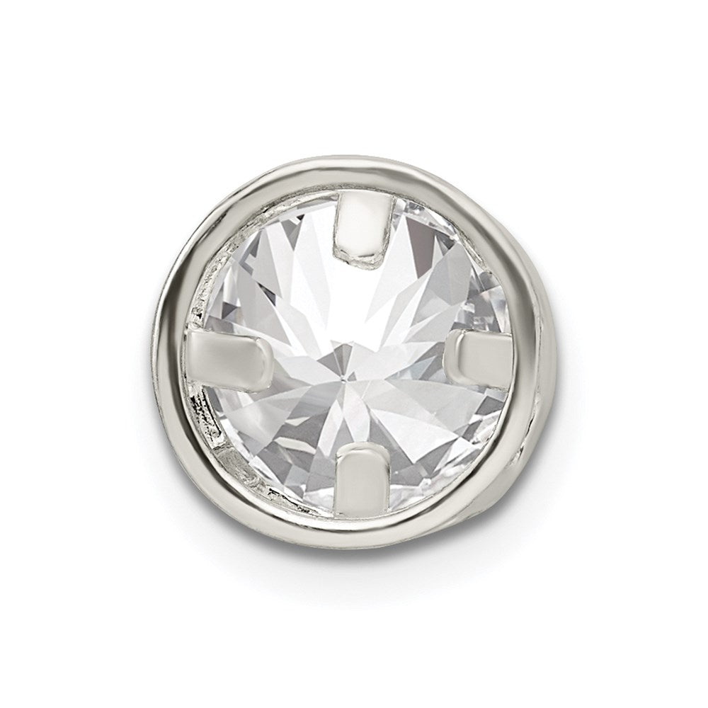 Sterling Silver Round Cz Chain Slide