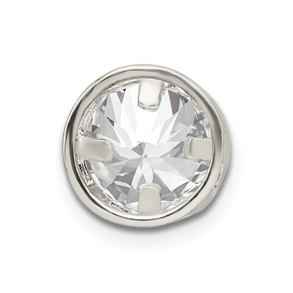 Sterling Silver Round Cz Chain Slide